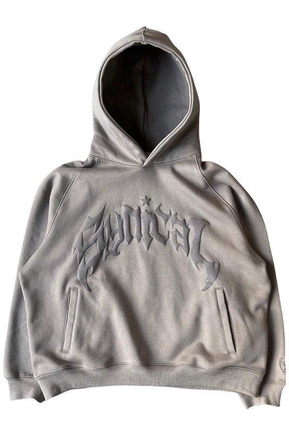 Men's and Women's Gothic Alphabet Hooded Zipper Hoodie Street Trend Men's Casual Jacket Coat L,Khaki1-1