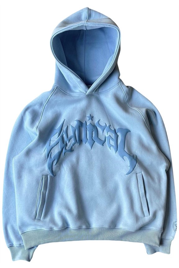 Men's and Women's Gothic Alphabet Hooded Zipper Hoodie Street Trend Men's Casual Jacket Coat M,SkyBlue-1