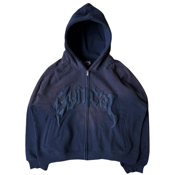 Silver Basic Men's and Women's Gothic Alphabet Hooded Zipper Hoodie Street Trend Men's Casual Jacket Coat M,ZQ-1