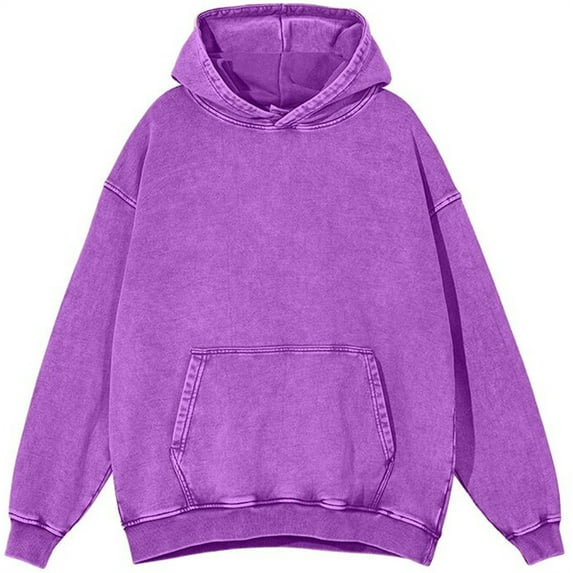 Silver Basic Men's and women's pure cotton lightweight hooded sweatshirt, casual and fashionable pullover 2XL,Purple-1