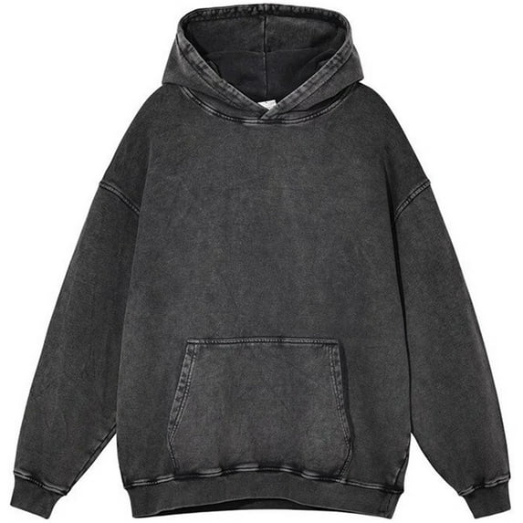 Silver Basic Men's and women's pure cotton lightweight hooded sweatshirt, casual and fashionable pullover 3XL,Black-1