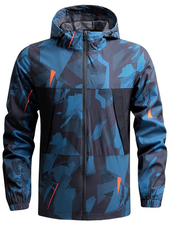 Men's outdoor windproof casual jacket, sports outdoor mountaineering jacket 4XL,Blue-1