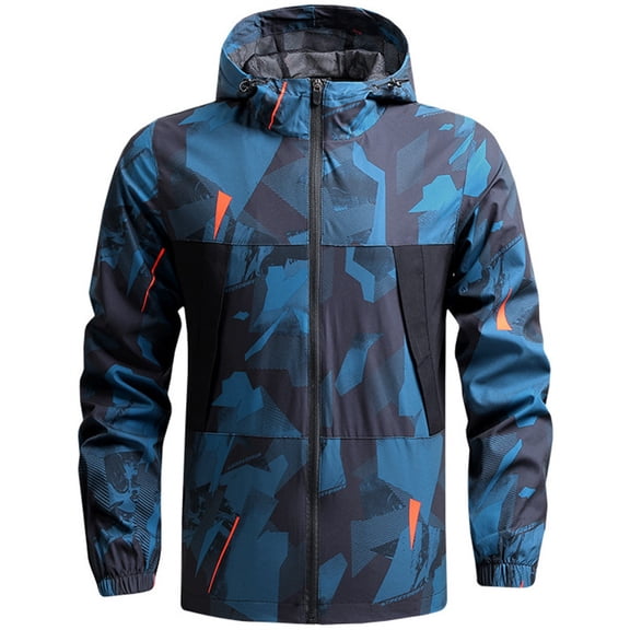 Silver Basic Men's outdoor windproof casual jacket, sports outdoor mountaineering jacket 4XL,Blue-1