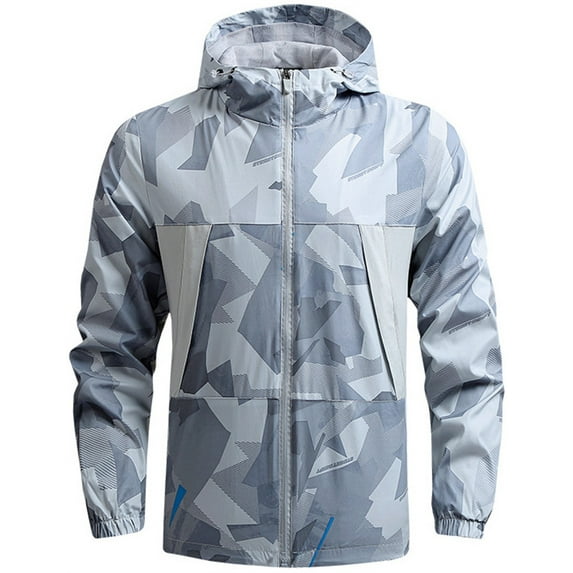 Silver Basic Men's outdoor windproof casual jacket, sports outdoor mountaineering jacket 4XL,Grey-1