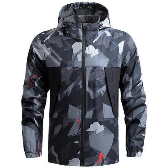 Silver Basic Men's outdoor windproof casual jacket, sports outdoor mountaineering jacket S,Black-1