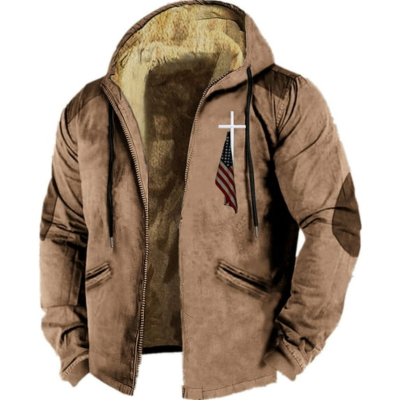 Silver Basic Mens 3D Tie-dyed Plush Sports Shirt Unisex US Warm Zipper Hoodie Cotton Jacket Clothes XL,Khaki-1