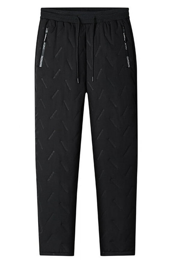 Mens Warm And Windproof Winter Pants With 2 Pockets And Elastic Band L,BlackB-1