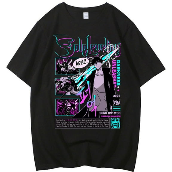 Silver Basic New Anime Character Pattern Printed T-shirt Harajuku Street Trend Cotton T-shirt For Men And Women 5XL,Black4-1