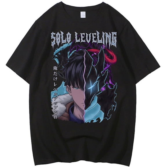 Silver Basic New Anime Character Pattern Printed T-shirt Harajuku Street Trend Cotton T-shirt For Men And Women M,Black5-1