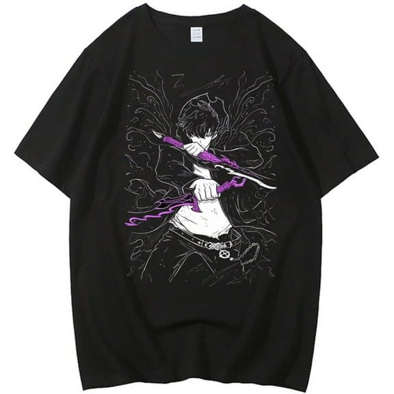 Silver Basic New Anime Character Pattern Printed T-shirt Harajuku Street Trend Cotton T-shirt For Men And Women S,Black1-1