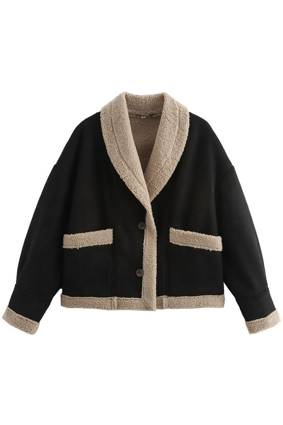 New Model Windproof Warm Jacket Fur Ladies Winter Wear,Comfortable Integrated Fur Winter Overcoat For Women L,Black-1