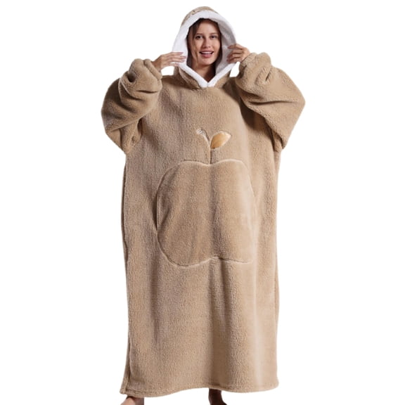 Silver Basic Oversized Hooded Lazy Blanket, Plush Home Clothes, Warm And Comfortable Winter Blanket Suitable For Watching TV Lengthen,Coffee-1