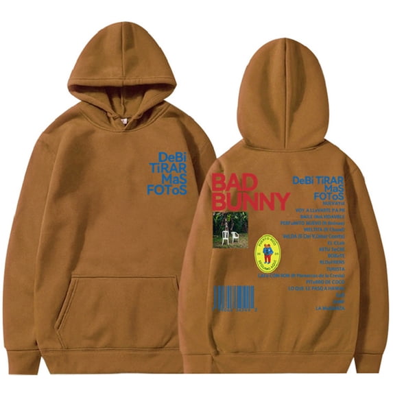 Silver Basic Rap Bunny 2D Printed Pullover Men's and Women's Fashion Hip Hop Casual Oversized Hoodie Unisex Style 2XL,Coffee-1