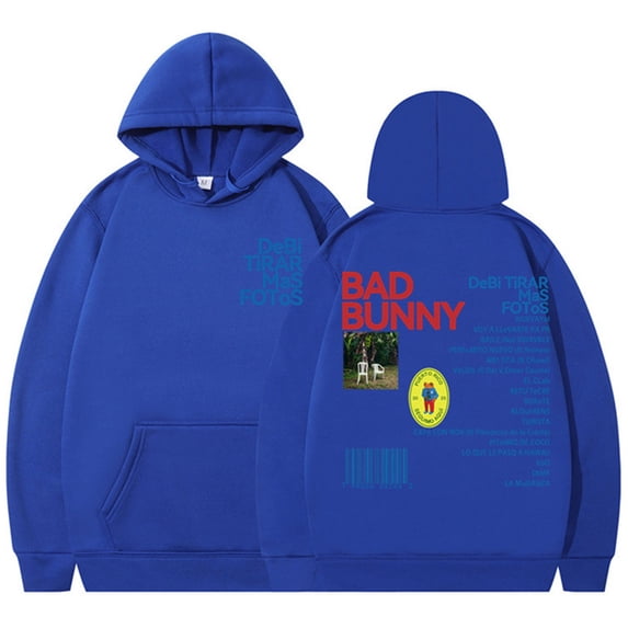 Silver Basic Rap Bunny 2D Printed Pullover Men's and Women's Fashion Hip Hop Casual Oversized Hoodie Unisex Style L,Blue-1