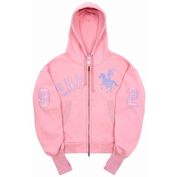 Silver Basic Retro Personalized Embroidered Hooded Zipper Hoodie College Style Coat L,Pink-1