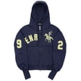 thumbnail image 1 of Silver Basic Retro Personalized Embroidered Hooded Zipper Hoodie College Style Coat S,Blue-1, 1 of 2