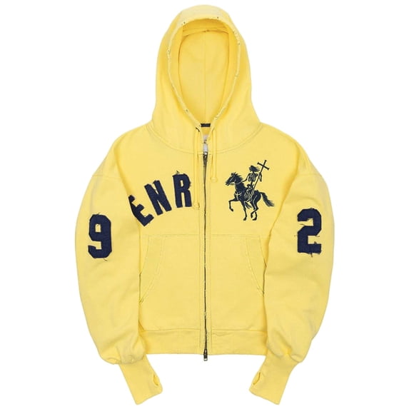 Silver Basic Retro Personalized Embroidered Hooded Zipper Hoodie College Style Coat S,Yellow-1