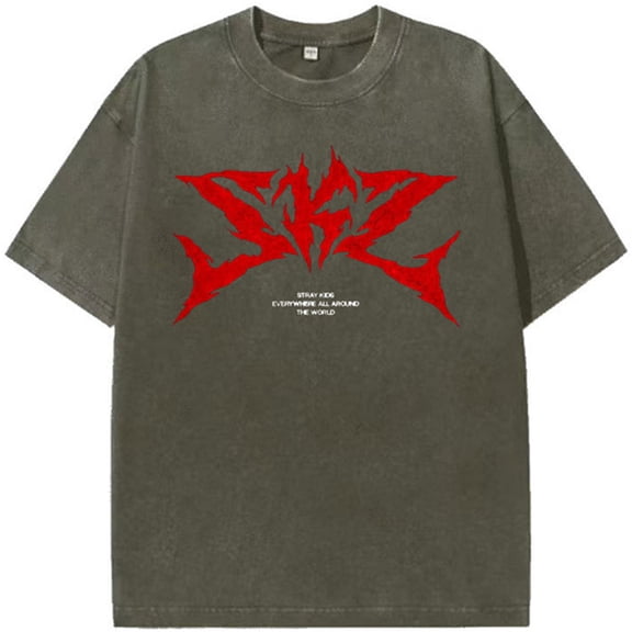 Silver Basic Retro Stray Short Sleeved T-shirt With Letter Print Pure Cotton Women's And Men's Streetwear Tops M,ArmyGreen-1