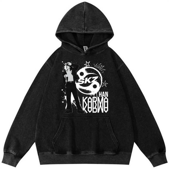 Silver Basic Unisex KPOP Black SZOO Novelty Black Vintage Hoodie M,Black14-1