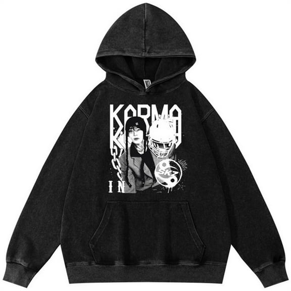 Silver Basic Unisex KPOP Black SZOO Novelty Black Vintage Hoodie M,Black17-1