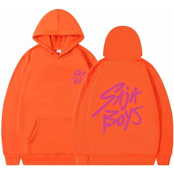 Silver Basic Unisex Kpop Boys Animated Graphic Tee With Vibrant Text Design Casual Hoodie 4XL,Orange-1