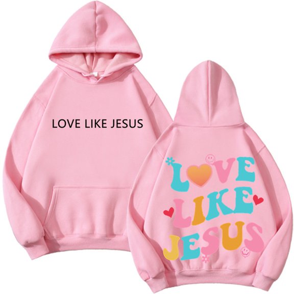 Silver Basic Unisex Love Your Self Print Loose Hip-Hop Hoodie Love Like Pullover With Pocket 2XL,PinkCai-1