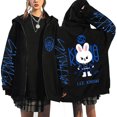 thumbnail image 1 of Silver Basic Unisex Zipper Blue Letter Animal Print Hoodie Loose Top Gothic Harajuku Jacket Sportswear XS,Black5-1, 1 of 1
