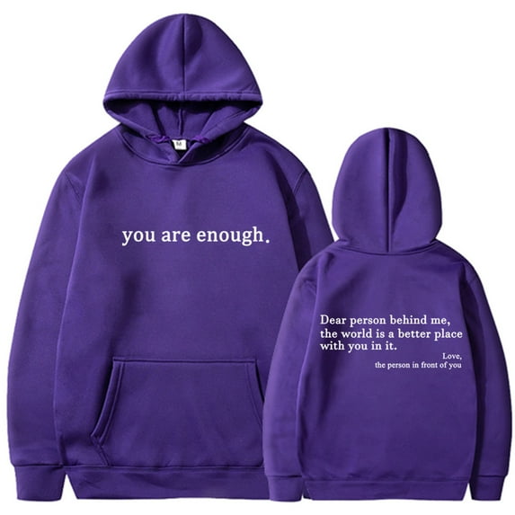 Silver Basic Women's Dear Person Behind Me Hoodie You Are Enough Prints Hoodie Casual Long Sleeve Sweatshirt S,Purple A-1