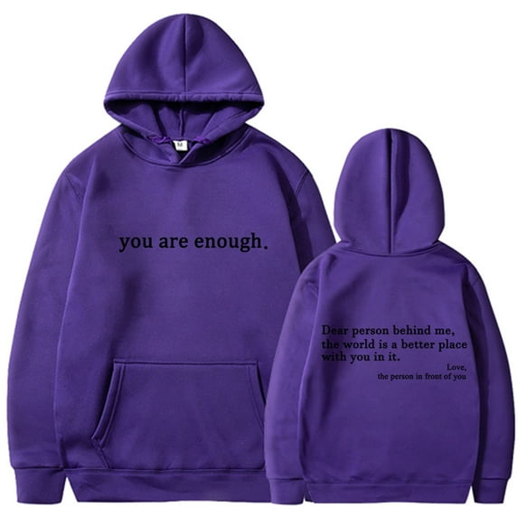 Silver Basic Women's Dear Person Behind Me Hoodie You Are Enough Prints Hoodie Casual Long Sleeve Sweatshirt S,Purple B-1