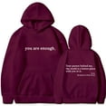 thumbnail image 1 of Silver Basic Women's Dear Person Behind Me Hoodie You Are Enough Prints Hoodie Casual Long Sleeve Sweatshirt XL,Deep Red A-1, 1 of 2