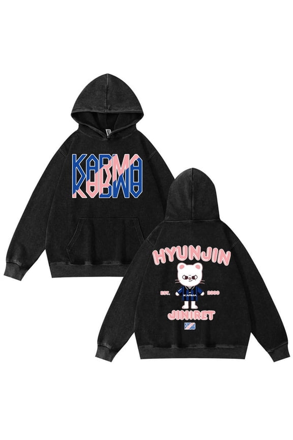 Women's Loose Hoodie Winter Hooded Y2K Cute Cartoon Print Street Style Pure Cotton Long Sleeved Hoodie M,Black7-1