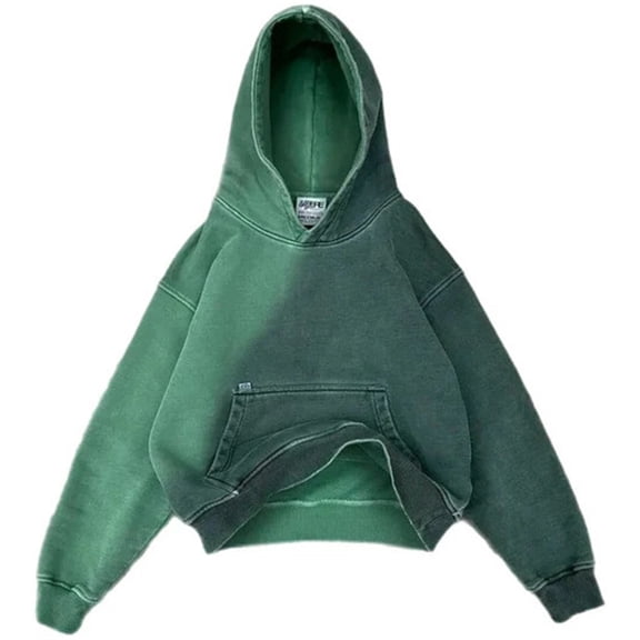 Silver Basic Women's Retro Gradient Hoodie Cotton Gothic Sports Hoodie Casual Top L,Green-1