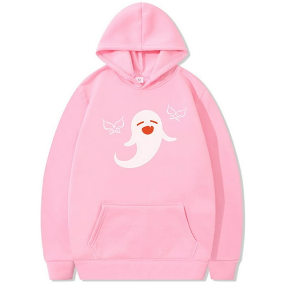 Silver Basic Womens And Mens Hooded Sweatshirt Y2k Ghost Print Fun Halloween Hoodie Pullover M,Pink-1