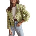 thumbnail image 1 of Silver Basic Womens Fashion Woolen Lapel Suit Lady Casual Outwear Fall Winter Tartan Overcoat M,Green-1, 1 of 2