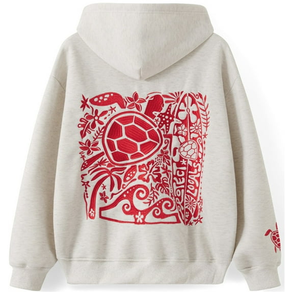 Silver Basic Y2K Inspired Womens Embroidery Hoodie Loose Fit Hip-Hop Streetwear Sweatshirt L,Grey-1