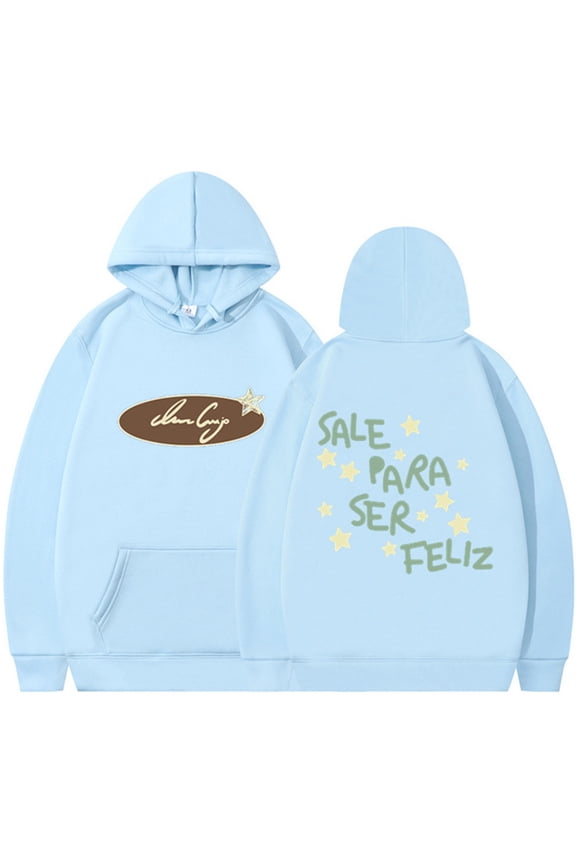 Y2K Oversized Star Letter Printed Hooded Sweatshirt For Women And Men's Streetwear 2XL,SkyBlue-1