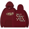 thumbnail image 1 of Silver Basic Y2K Oversized Star Letter Printed Hooded Sweatshirt For Women And Men's Streetwear 3XL,WineRed-1, 1 of 1