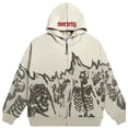 thumbnail image 1 of Silver Basic Y2K Skeleton Zipper Men's/Women's Jacket Retro Punk Gothic Sports Shirt Skull Print Hoodie M,Apricot-1, 1 of 2