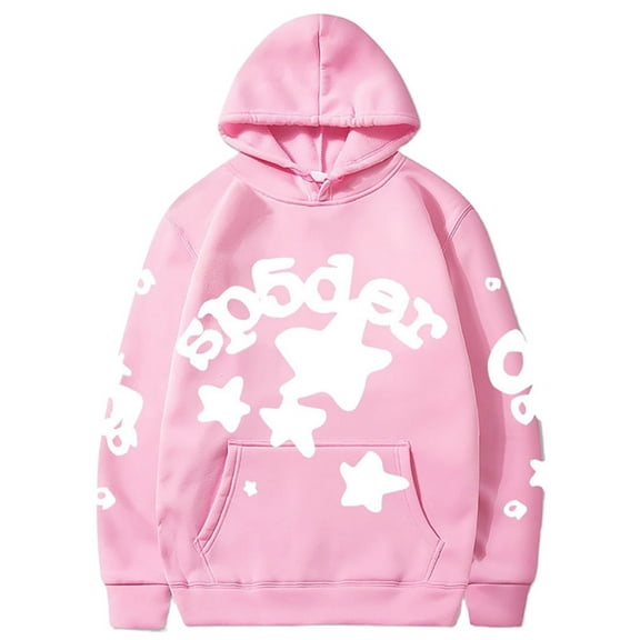 Silver Basic Y2K Unisex Hoodie Sp Fashion Trend Gothic Pullover Hip-hop Hoodie With Pocket 2XL,PinkWhite-1