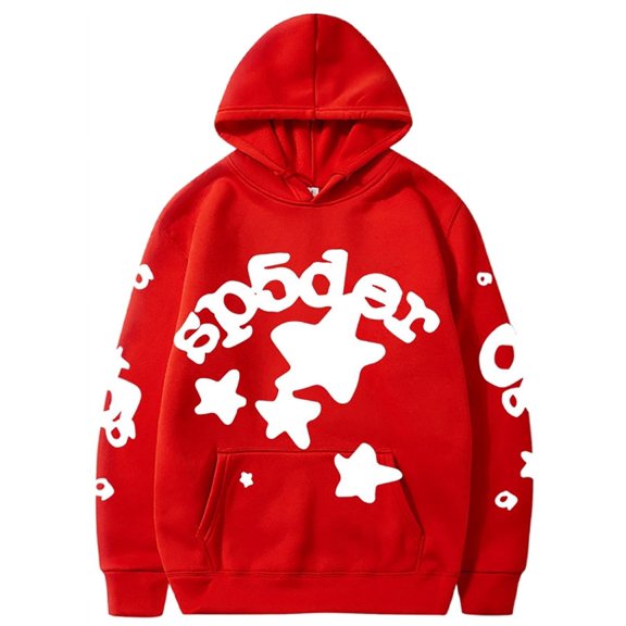 Silver Basic Y2K Unisex Hoodie Sp Fashion Trend Gothic Pullover Hip-hop Hoodie With Pocket M,RedWhite-1