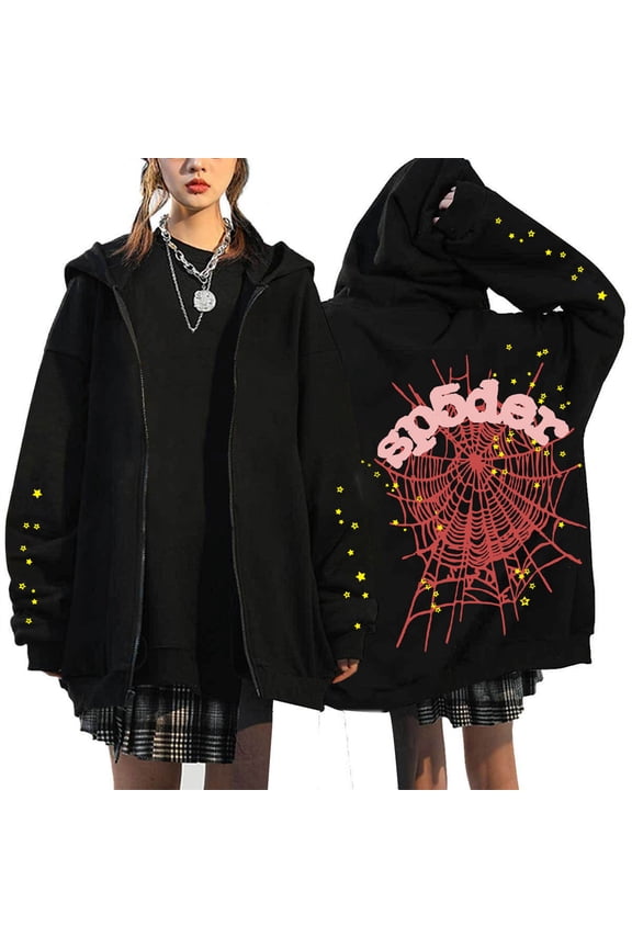 Y2K Unisex Hoodie Sp Harajuku Print Trend Gothic Pullover Hip-hop Hoodie XS,Black12-1