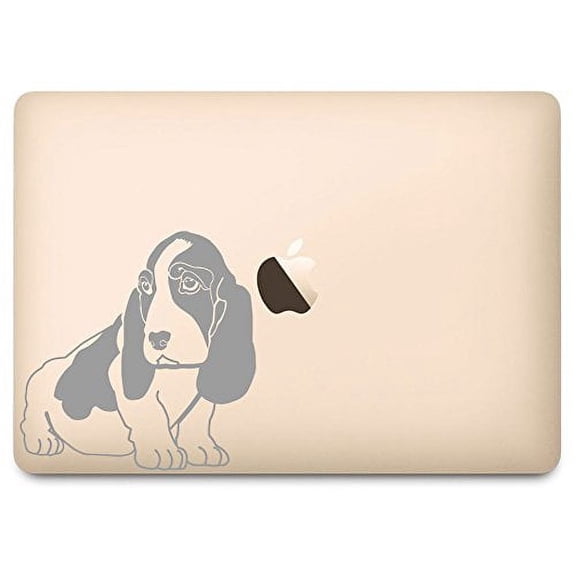 Silver Basset Hound Decal for 12" Macbook