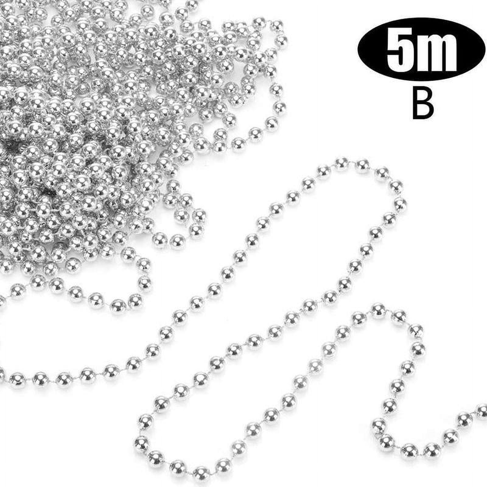 Silver Bead Chain Garland Christmas Tree Decorations Pearl Beaded