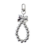 Silver Beaded Bowknot Keychain Cute Decorations Keyring Hanging Ornament Backpack Handbag Charm Pendant Gift for Girls