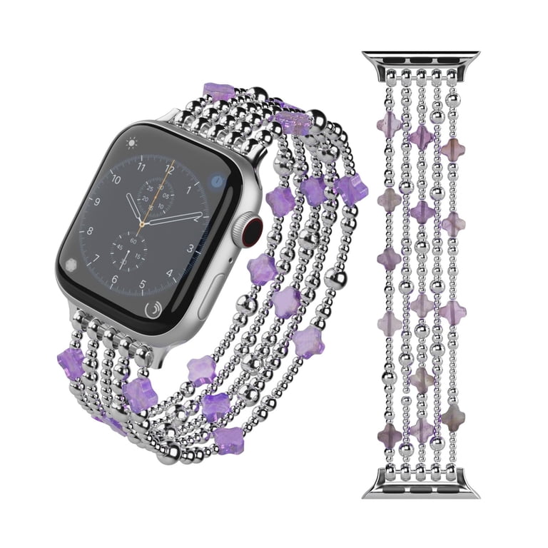 NEW Silver Beaded Boho Multilayer Apple Watch Band Amazon.com: VISOOM Beaded Boho Bracelet Compatible for Apple  main image 2