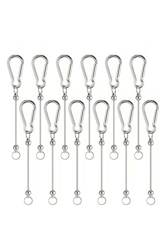 Silver Beaded Keychain for Pendant,12Pcs Beadable Keychain Rod Keychain Making Supplies for DIYS Jewelry Making