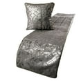 thumbnail image 1 of Silver Bed Runner, Queen Size 74"x18" Decorative Bed Runner With Matching Pillow Cover, Silver & Grey Velvet Bed Scarf in Foil Velvet Bead Border - Silver Glitterati, 1 of 4
