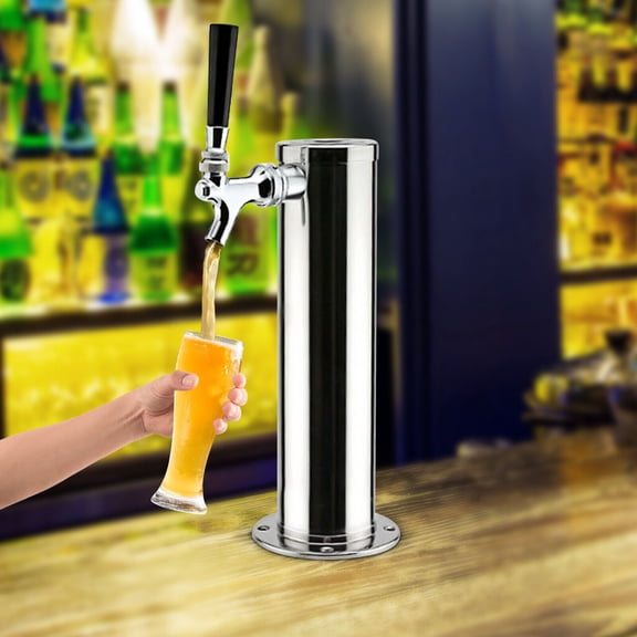Silver Beer Dispenser Kit Draft Beer Kegerator Tower Stainless Steel Beer Dispenser for Bars, Homes