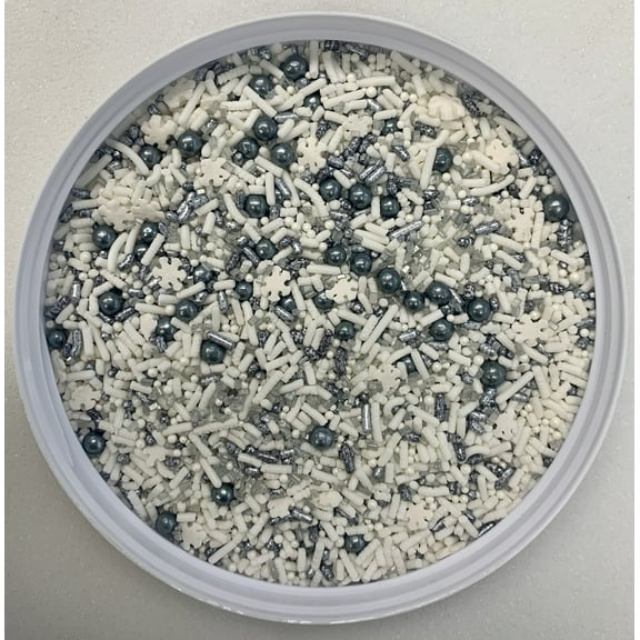 Silver Bell Mix Confetti Sprinkles, Cake, Cookie, Donut, Cakepop Toppings, 6 oz.
