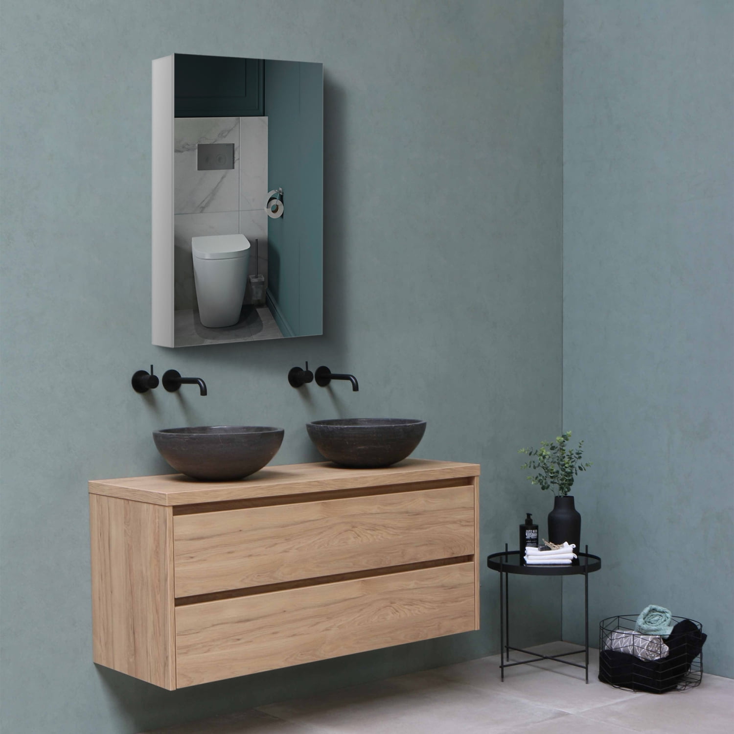 Silver Beveled Edges SingleDoor Bathroom Medicine with Mirror